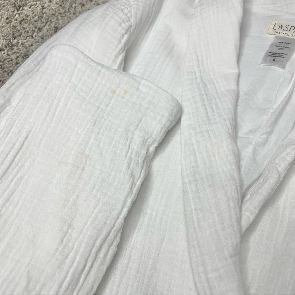 L*SPACE Bianca Blazer Jacket Cream White 6 Double Breasted Muslin Cotton - Picture 10 of 10